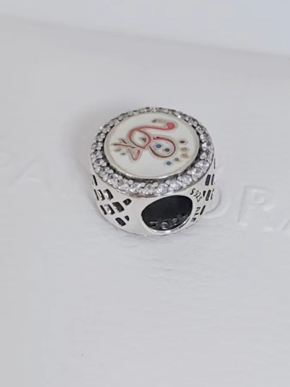 Pandora Nassau Logo Flamingo Charm Bead S925 Silver with box - Picture 3 of 5